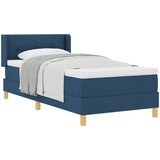 vidaXL Postelja s Box Springom z vzmetnico Modra 90 x 200 cm Blago, Vzglavje z gumbnim tuftingom Modro 90 cm Blago | Shoptok.si