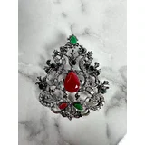 Kesi Brooch XZ459-191 silver + red