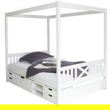 MID.YOU Postelja Z Baldahinom Lino, Bor, Masivno, Bela | Shoptok.si