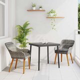  Vrtni set za objed s jastukom 3 pcs Siva poliratan | shoptok.hr