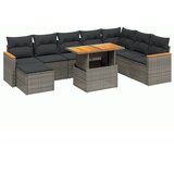 Maison Chic Seti vrtnega pohištva - Vrtna garnitura - Vrtni pohištvo set 9-delna z blazinami siv poli ratan, (21797261) | Shoptok.si