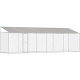  Kavez za psa s krovom Srebrno 800 x 200 x 256 cm Čelik i PE | shoptok.hr