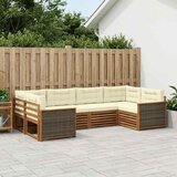  Set vanjskih sofa 6 kom. Prirodna i krem Čvrsto drvo akacije | shoptok.hr