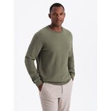 Ombre Men's RELAXED FIT knit sweater in diamond weave - olive Cene