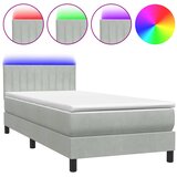 Box Spring krevet s madracem i LED svijetlo sivi 80x210 cm baršun | shoptok.hr