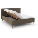 Meise Möbel Temno zelena oblazinjena zakonska postelja s prostorom za shranjevanje z letvenim dnom 160x200 cm Riva – | Shoptok.si
