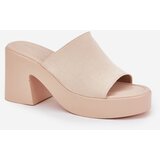 Boto Women Sandals On Heel And Platform Beige Omeisa | shoptok.hr