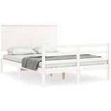 The Living Store Posteljni okvir z vzglavjem bel 120x200 cm trden les - Posteljni Okvir, (21527361) | Shoptok.si