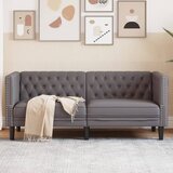 vidaXL Kavč dvosed Chesterfield siva umetno usnje Cene