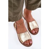 EVENTO Ladies Sandals On Flat Heel Eco Leather Golden Dereka | Shoptok.si