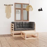 The Living Store Vrtna sedežna garnitura 3-delna z blazinami trdna borovina - Vrtna Sedežna Garnitura, (21478419) | Shoptok.si