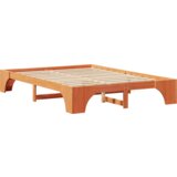 vidaXL Posteljni okvir Voščena rjava Trden les 140 x 200 cm Trden | Shoptok.si