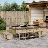 The Living Store Vrtna jedilna garnitura 13-delna z blazinami bež poli ratan - Vrtna Jedilna Garnitura, (21481447) | Shoptok.si