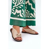 Boto Flat Heeled Sandals With Decoration Eco Leather Beige Tillireta | shoptok.hr