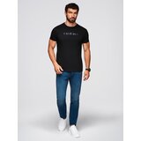 Ombre Men's cotton t-shirt with contrasting two-tone print - black | Shoptok.si