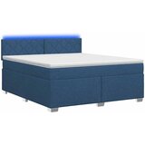  Krevet s box springom, madracem i LED-om Plava 160 x 200 cm | shoptok.hr