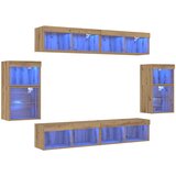 vidaXL set od 8 TV jedinica na zidu s LED rasvjetom od umjetničkog hrasta | shoptok.hr