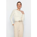 Trendyol Stone Cotton, Flexible Boat Collar Fitted/Situated, Flexible Knitted Blouse | Shoptok.si