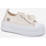 Boto Women's Platform Sneakers With Decorative Lacing Beige Tivora | Shoptok.si