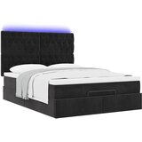 Ottoman krevet s madracima i LED diodama crni 140x200 cm baršun | shoptok.hr