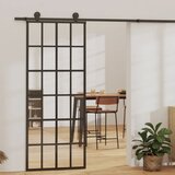 vidaXL Drsna vrata z opremo ESG steklo in aluminij 76x205 cm Cene