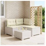 vidaXL Dvosjedni vrtni sofa s jastucima u ratan izgledu 3-sjedalo PP - Bijela Sofa + srednji + kutni s kremastim jastučićem i jastučiće | shoptok.hr