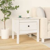 vidaXL Stranska mizica bela 50x50x49 cm trdna borovina Cene