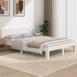 Maison Chic Posteljni okvir - Dvoposteljna postelja - Zakonska postelja bel iz trdnega lesa 150x200 cm-J10170, (21769459) | Shoptok.si