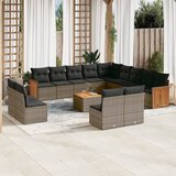 vidaXL 14-dijelni set vrtnih sofa od poliratana s jastucima sivi | shoptok.hr