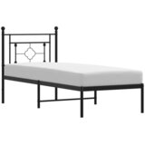  Metalni okvir za krevet s uzglavljem crni 75x190 cm | shoptok.hr