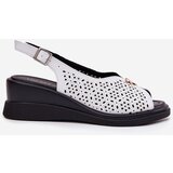 VINCEZA Leather Perforated Women's Sandals On Wedge | Shoptok.si