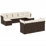  10-dijelni set vrtnih sofa od poliratana s jastucima smeđi | shoptok.hr