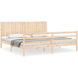 Maison Chic Posteljni Okvir - Dvoposteljna postelja z vzglavjem 200x200 cm trden les, (22080503) | Shoptok.si