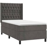 Box spring krevet s madracem tamnosivi 90x190 cm baršunasti | shoptok.hr