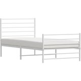  Metalni okvir kreveta uzglavlje i podnožje bijeli 90x190 cm | shoptok.hr