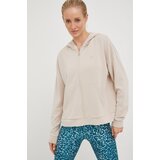 4f Dukserica za žene, boja: bež, s kapuljačom, glatka | shoptok.hr