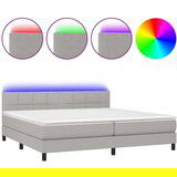  Box spring postelja z vzmetnico LED sv. siva 200x200 cm blago, (20789275) | Shoptok.si