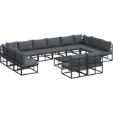  Sjedeća garnitura za vrt s jastukom 13 pcs Crna Aluminij | shoptok.hr