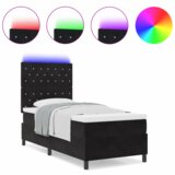 vidaXL Postelja s Pomirjem in Blazino & LED Črna 100x200 cm Žamet | Shoptok.si
