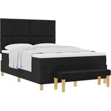 vidaXL Box Spring Krevet s Madracem i Klupom Crni 140x200 cm Tkanina Cijene