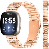 INF iskriv pas za fitbit versa 3/4 z metuljem in tremi okrasnimi kamni pinkgold, (22076885) | Shoptok.si