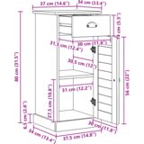  Kupaonski ormar VIGO s ladicom 37x34x80 cm od masivnog drva bor | shoptok.hr