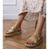 Gemre Golden Glitter Espadrille Sandals with Buckles Induri | Shoptok.si