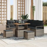 vidaXL 8-delni vrtni sofa set z blazinami siva poli ratan akacija | Shoptok.si