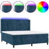  box spring s madracem LED tamnoplavi 160x200 cm baršun | shoptok.hr