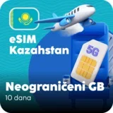 Kazahstan eSIM kartica - Neograničena količina prepaid mobilnih podataka za 10 dana