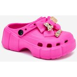 Boto Girls Kids Foam Slippers With Bow And Decorations Fuchsia Selvana | Shoptok.si