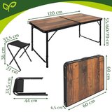 Gardlov sklopivi stol s 4 stolice 120x60 cm (kamping set, kofer, podesiva visina) | shoptok.hr