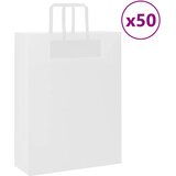vidaXL Papirnate vrečke 50 kosov z ročaji bela 32x12x42 cm Cene