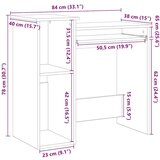 vidaXL Radni stol s policama boja smeđeg hrasta 84x40x78 cm drveni | shoptok.hr